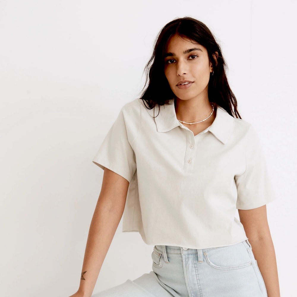 Rivet & Thread Cropped Polo Tee Medium Madewell